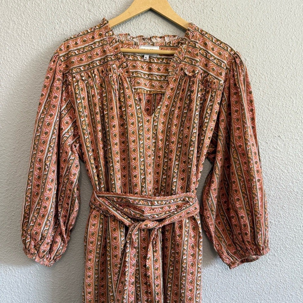 Sue Sartor Kaftan Style Dress Size‎ XL EUC Belted Waist - Picture 2 of 7